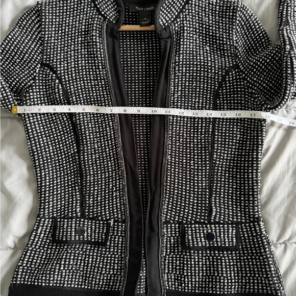 White House Black Market Textured Knit Open Front Jacket Black White Size S - Picture 14 of 16